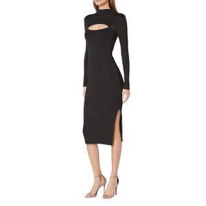 French Connection Black Mathilde Ribbed Cutout Midi Dress Size Small